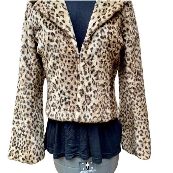 VINTAGE 80s/90s BB DAKOTA faux fur leopard print jacket. Timeless! SZ-SM - Picture 7 of 8